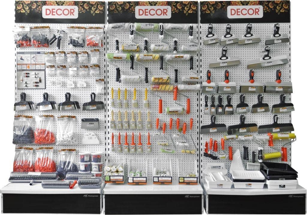 Комплексная выкладка малярно-штукатурного инструмента DECOR -